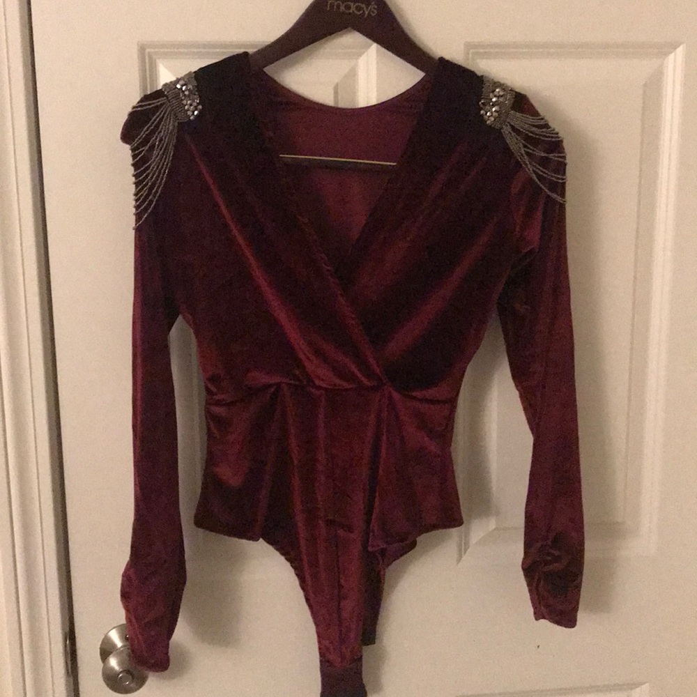 Red velvet body suit
